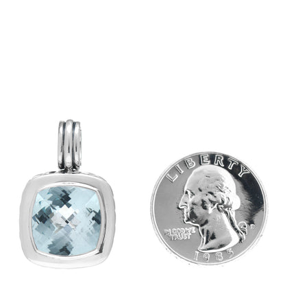 David Yurman Sterling Silver Blue Topaz 14mm Albion Enhancer Pendant 2 of 3
