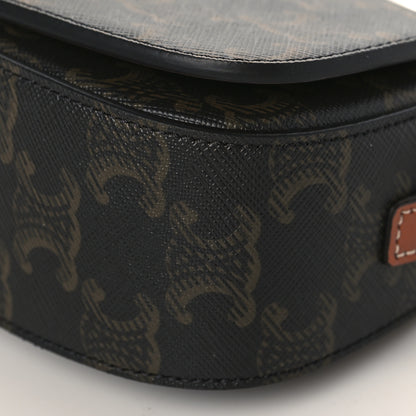 Celine Triomphe Canvas Calfskin Tabou Clutch on Strap Tan 8 of 8
