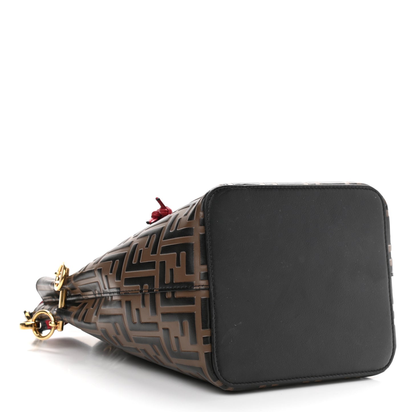 Vitello Grace F is Fendi Bi-Color FF 1974 Embossed Grande Mon Tresor Bucket Bag Maya Black Fragola