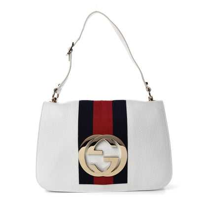 Gucci Pebbled Calfskin Web Blondie Flap White 1 of 23