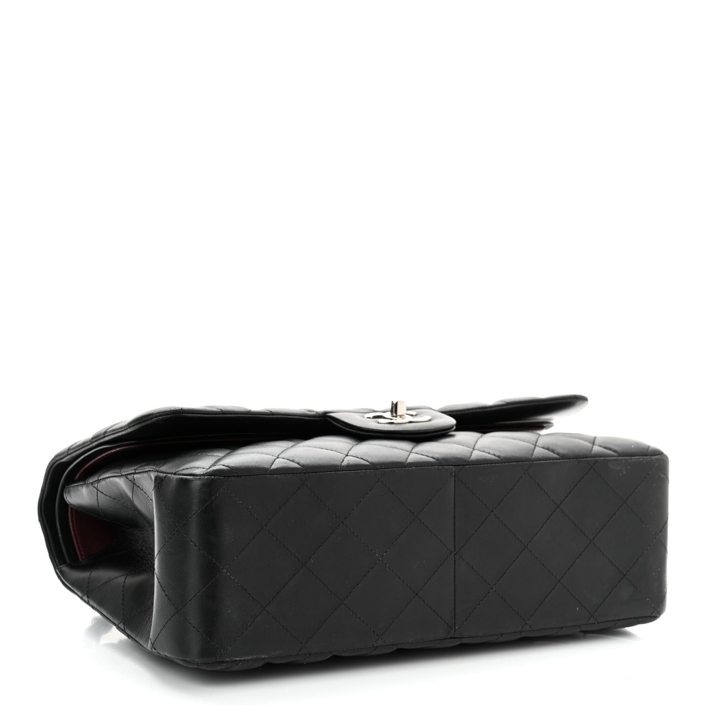 Lambskin Quilted Jumbo Double Flap Black