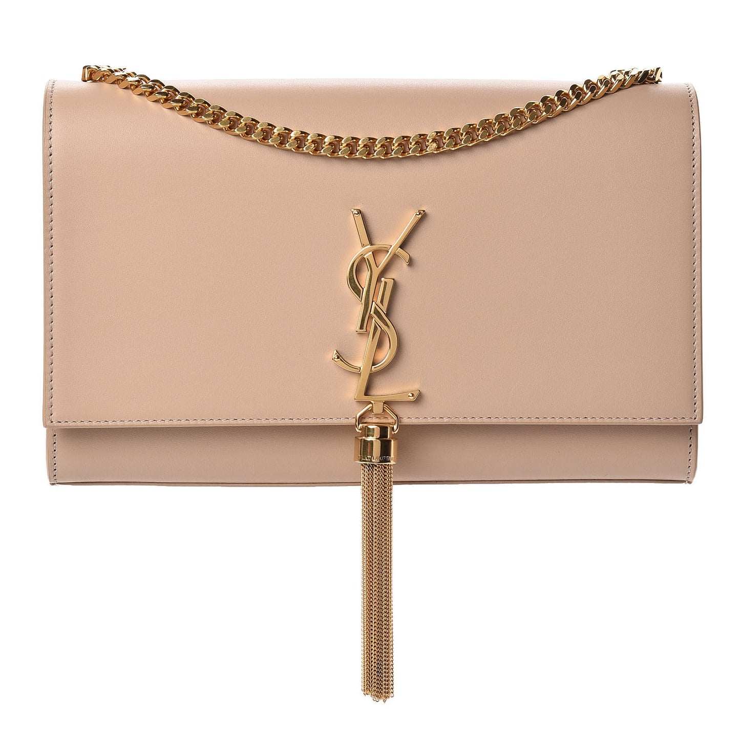 Smooth Calfskin Medium Classic Monogram Kate Tassel Satchel Dark Beige