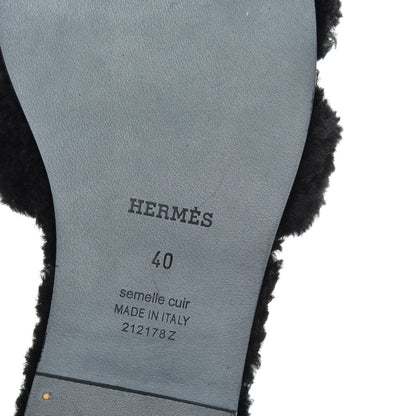 Hermes Woolskin Oran Sandals 40 Black 12 of 13