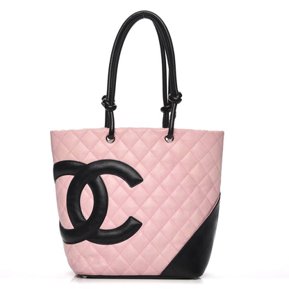 Chanel Calfskin Quilted Medium Cambon Tote Pink Black 1 of 12