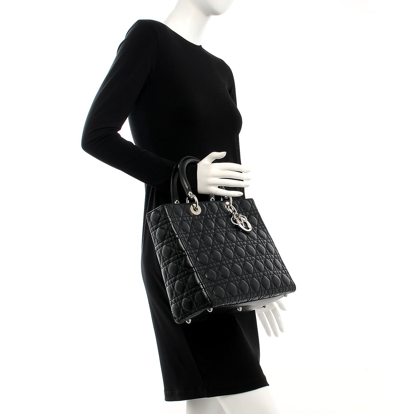 Lambskin Cannage Large Lady Dior Black