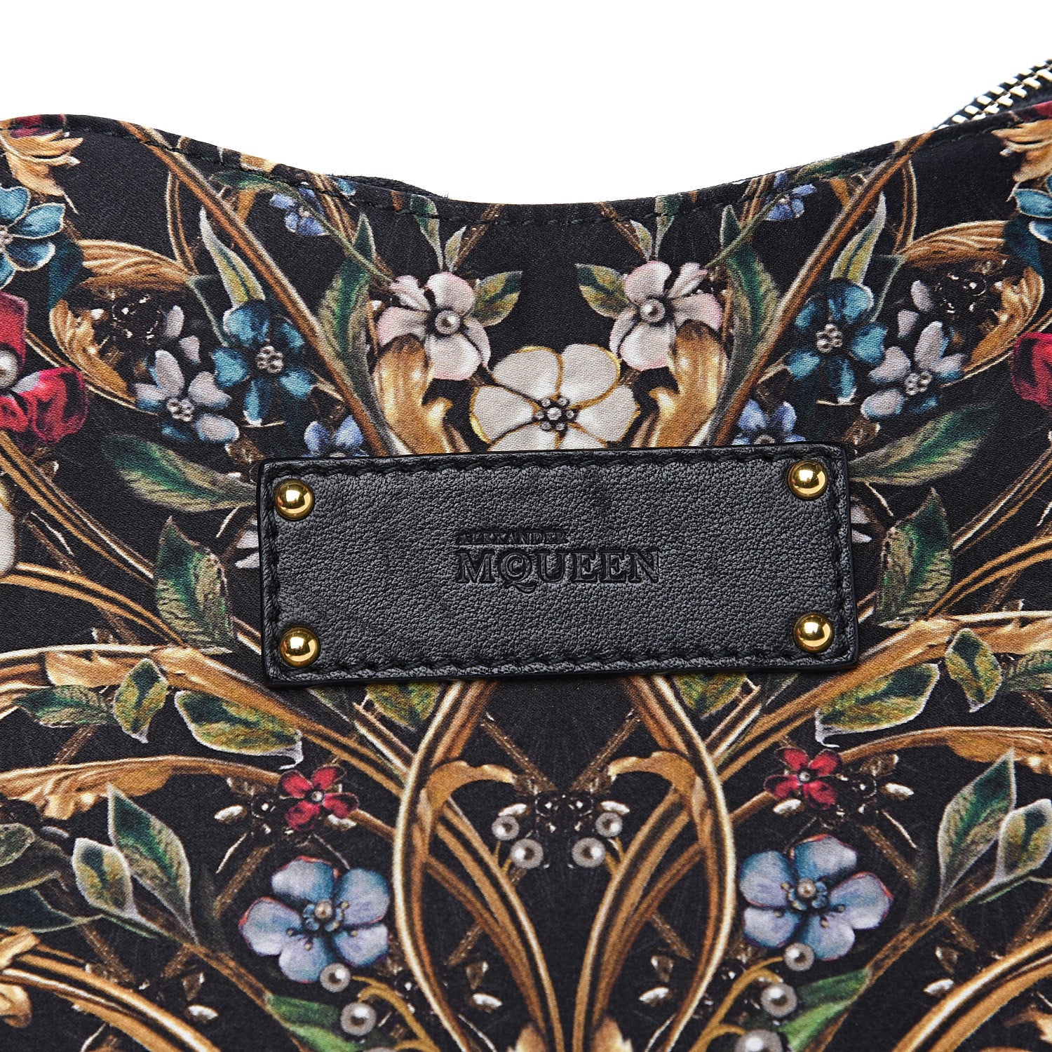 Alexander McQueen Silk Floral Print De Manta Clutch Black Multicolor 7 of 7