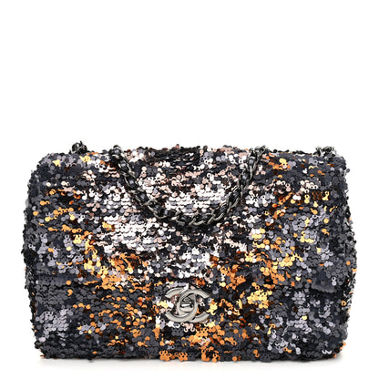 Chanel Sequin Mini Rectangular Flap Blue Gold 1 of 11
