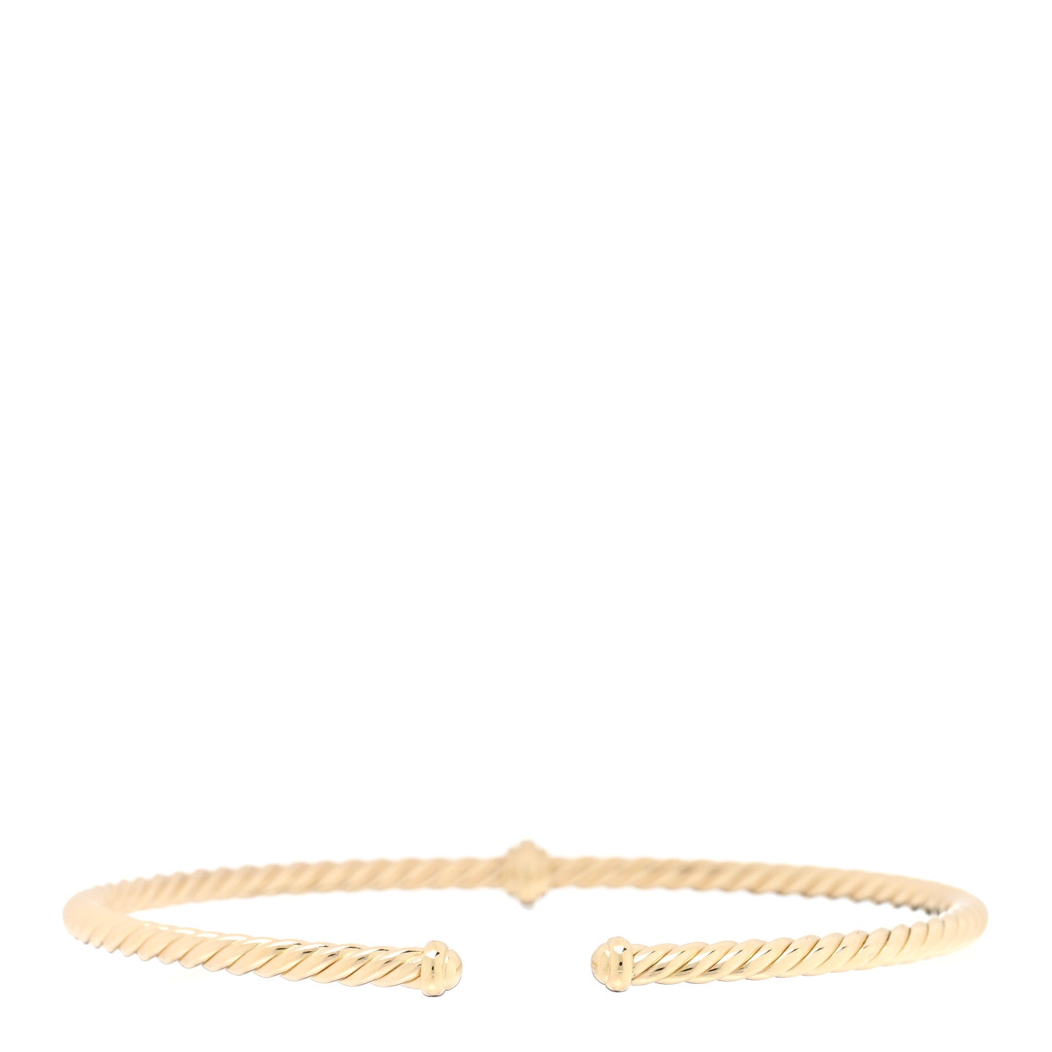 David Yurman DAVID YURMAN 18K Yellow Gold Diamond 3mm Cablespira Single Station Bracelet 2 of 3