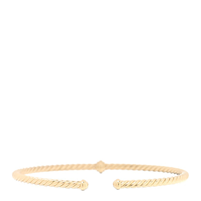 David Yurman DAVID YURMAN 18K Yellow Gold Diamond 3mm Cablespira Single Station Bracelet 2 of 3