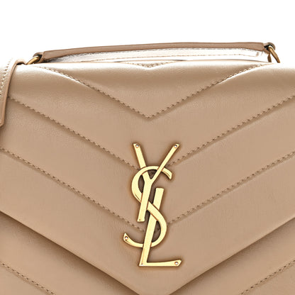 Saint Laurent Calfskin Y Quilted Monogram Small Loulou Chain Satchel Dark Beige 8 of 10