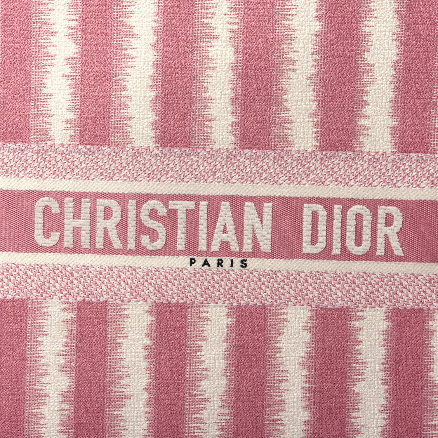 Christian Dior Canvas Embroidered Large Striped Book Tote Pink 10 of 11