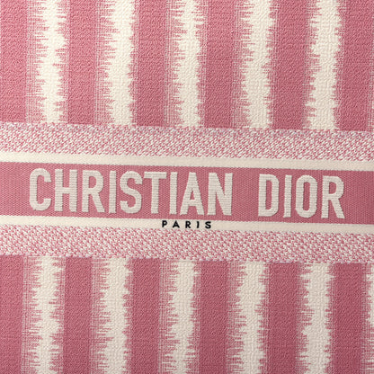 Christian Dior Canvas Embroidered Large Striped Book Tote Pink 10 of 11