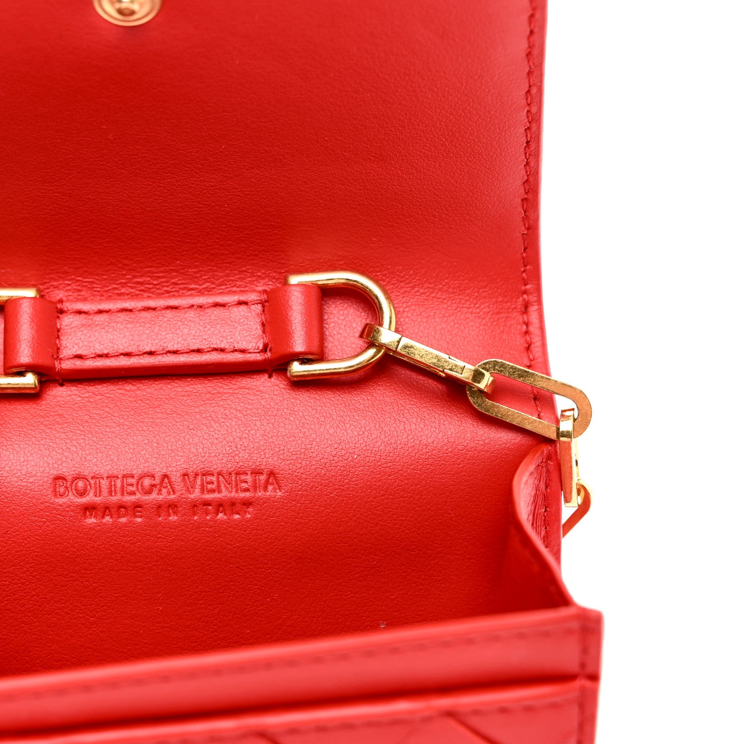 Bottega Veneta Nappa Intrecciato Card Case On Chain Redstone 6 of 9