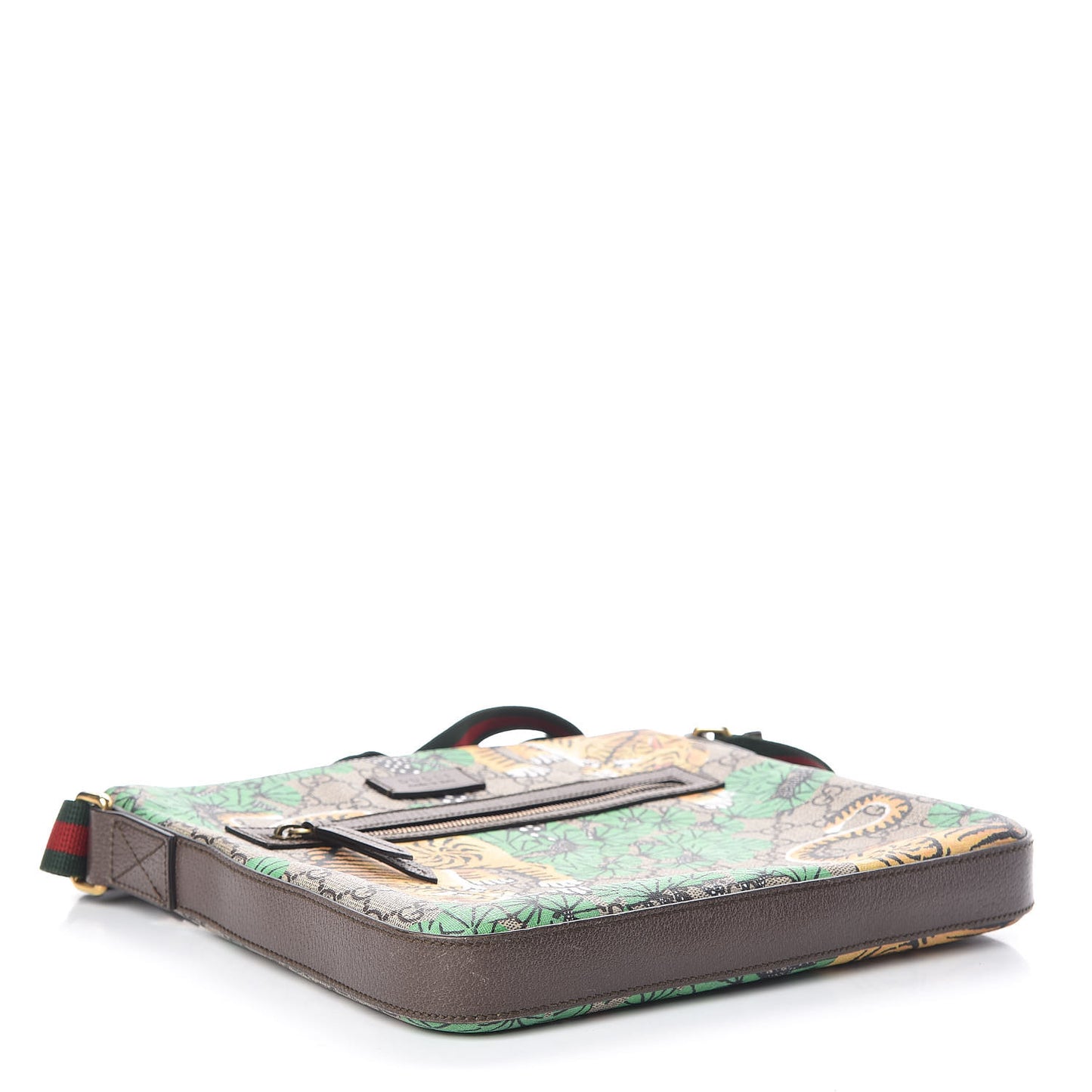 GG Supreme Monogram Bengal Web Medium Flat Messenger Beige Yard