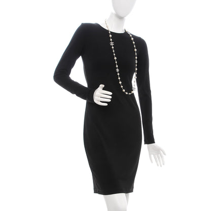 Chanel Crystal Pearl CC Long Necklace Silver 2 of 6