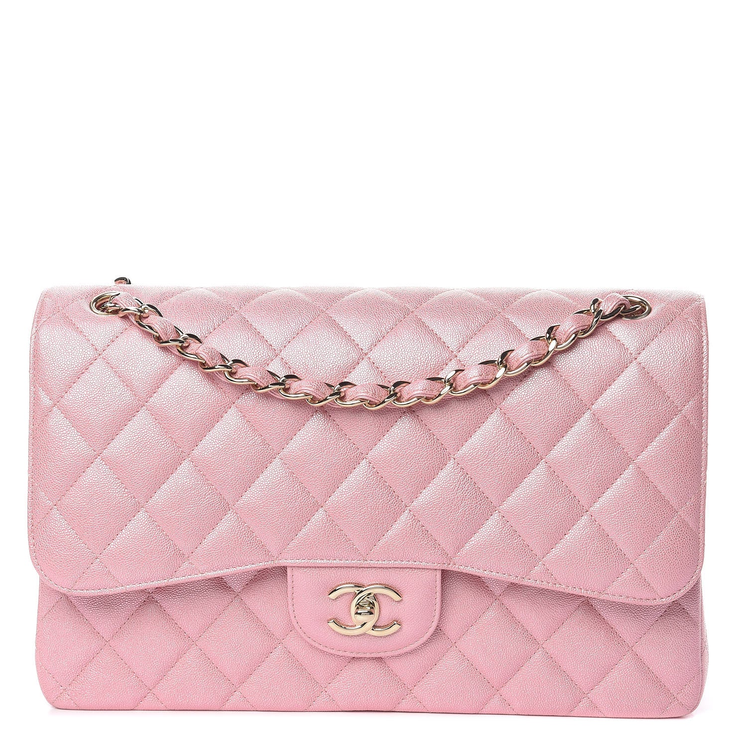 Chanel Iridescent Caviar Quilted Jumbo Double Flap Rose Pink 1 of 10