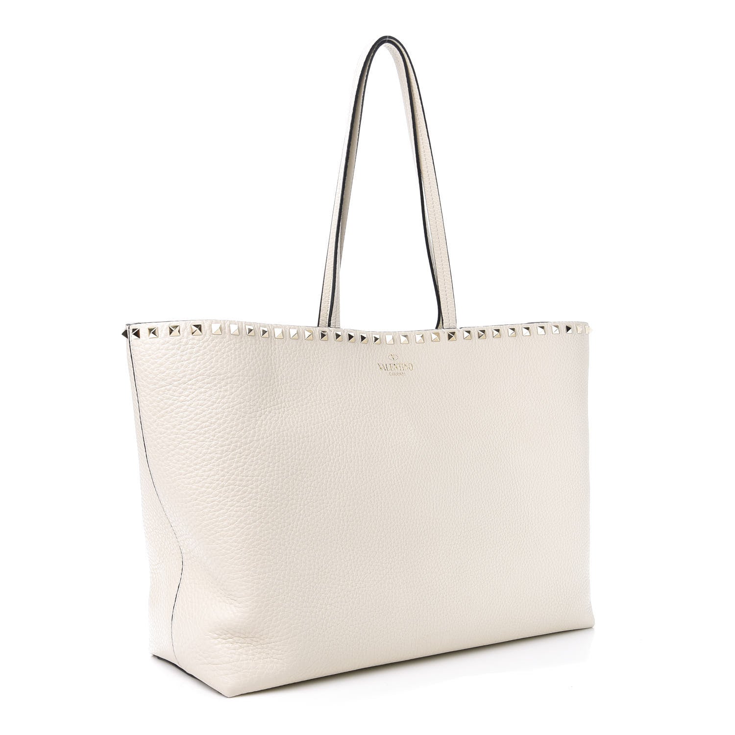 Valentino Garavani Grained Calfskin Rockstud Shoulder Tote Optic White 4 of 10