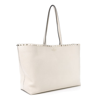 Valentino Garavani Grained Calfskin Rockstud Shoulder Tote Optic White 4 of 10