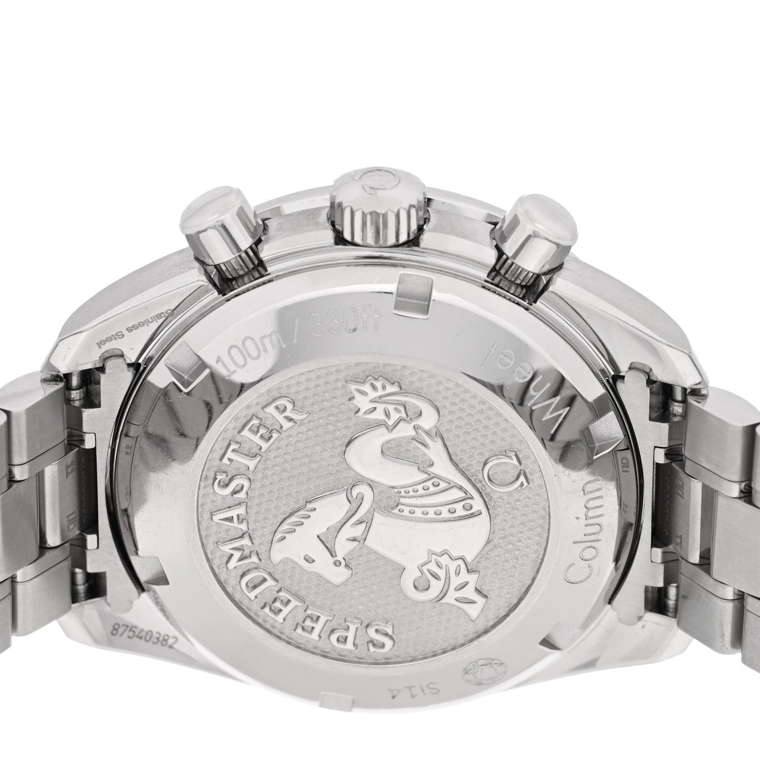 Omega Stainless Steel Diamond Bezel Mother of Pearl 38mm Speedmaster Chronograph Automatic Watch 324.38.38.50.55.001 4 of 5