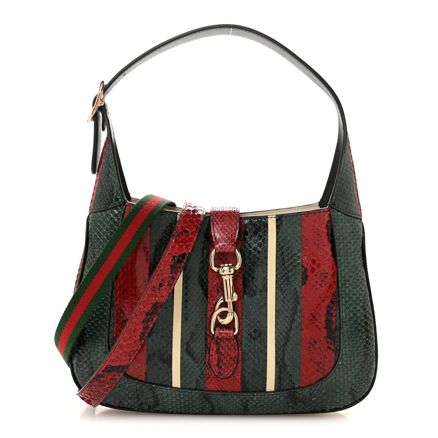 Gucci Snakeskin Web Small Jackie 1961 Hobo Green 1 of 14