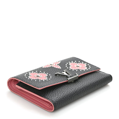 Louis Vuitton Taurillon Capucines Compact Flower Wallet Black 4 of 8