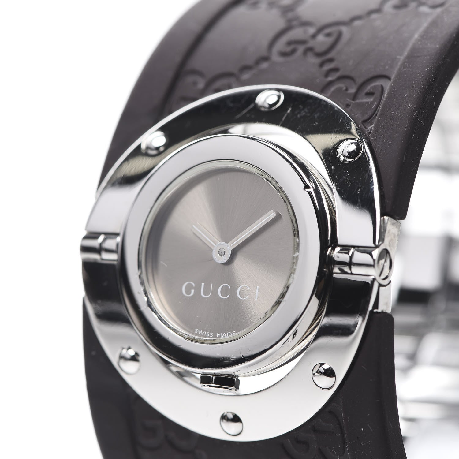 Gucci Stainless Steel Rubber 33mm Twirl Quartz Watch Brown 8 of 11