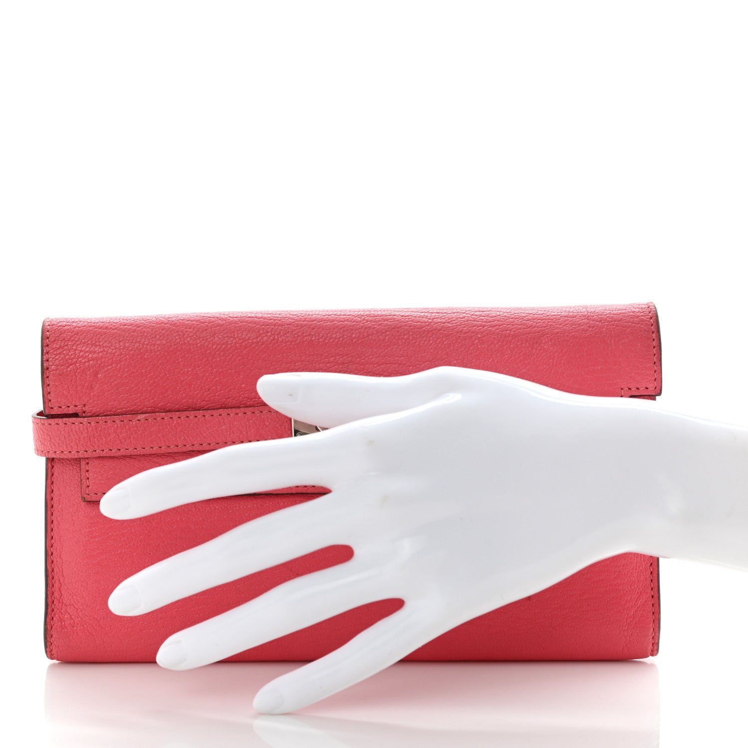 Hermes Chevre Mysore Kelly Longue Wallet Rose Lipstick 2 of 16