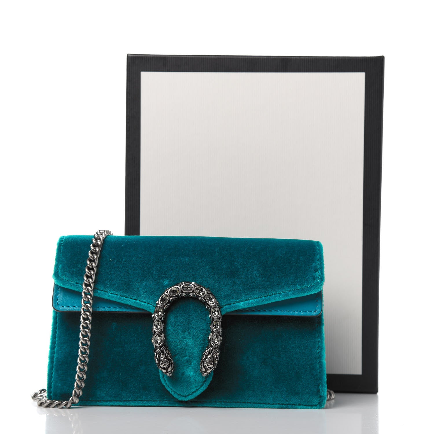 Gucci Velvet Super Mini Dionysus Shoulder Bag Pavone Cyan 9 of 9