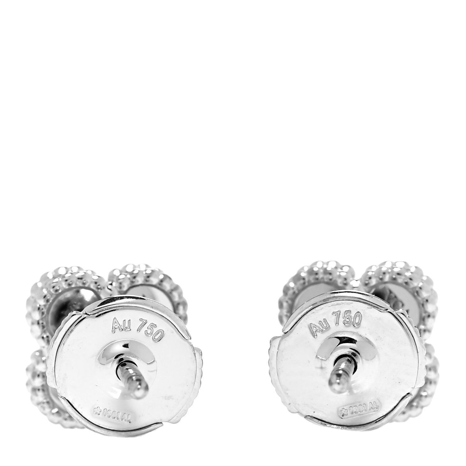 Van Cleef & Arpels 18K White Gold Mother of Pearl Sweet Alhambra Earrings 4 of 6
