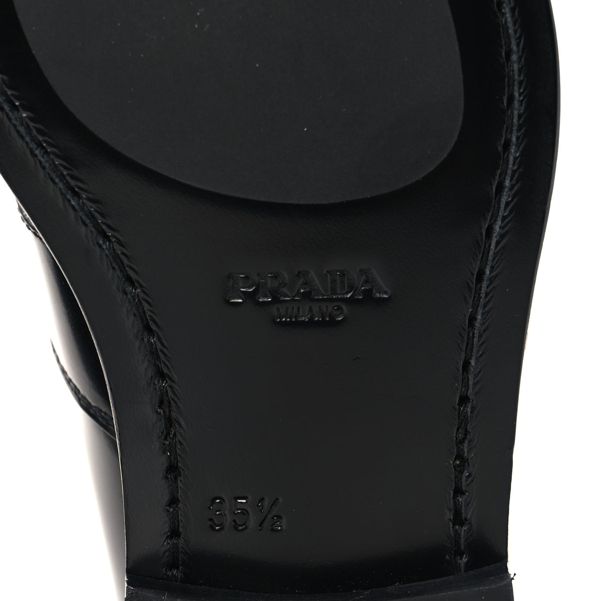 Prada Spazzolato Metal Triangle Logo Penny Loafers 35.5 Black 8 of 10