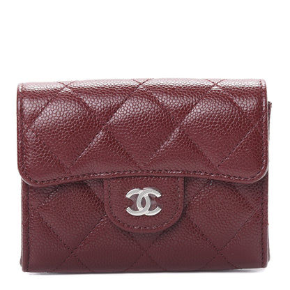 Chanel Caviar Quilted Flap Card Holder Wallet Burgundy 1 of 9