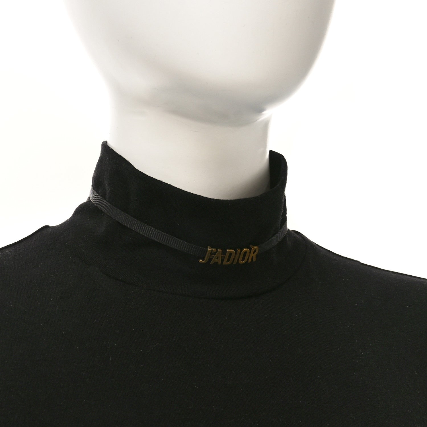 Christian Dior Grosgrain Ribbon Dior Logo Choker Necklace Black 2 of 4