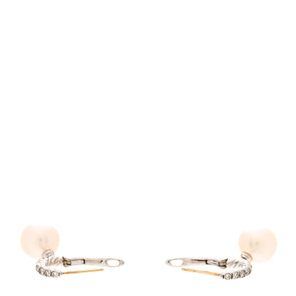 David Yurman Sterling Silver Diamond Pearl Pave Drop Earrings 3 of 5