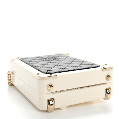 Chanel Plexiglass Patent Evening In The Air Mini Trolley Minaudiere Clutch Black White 4 of 12