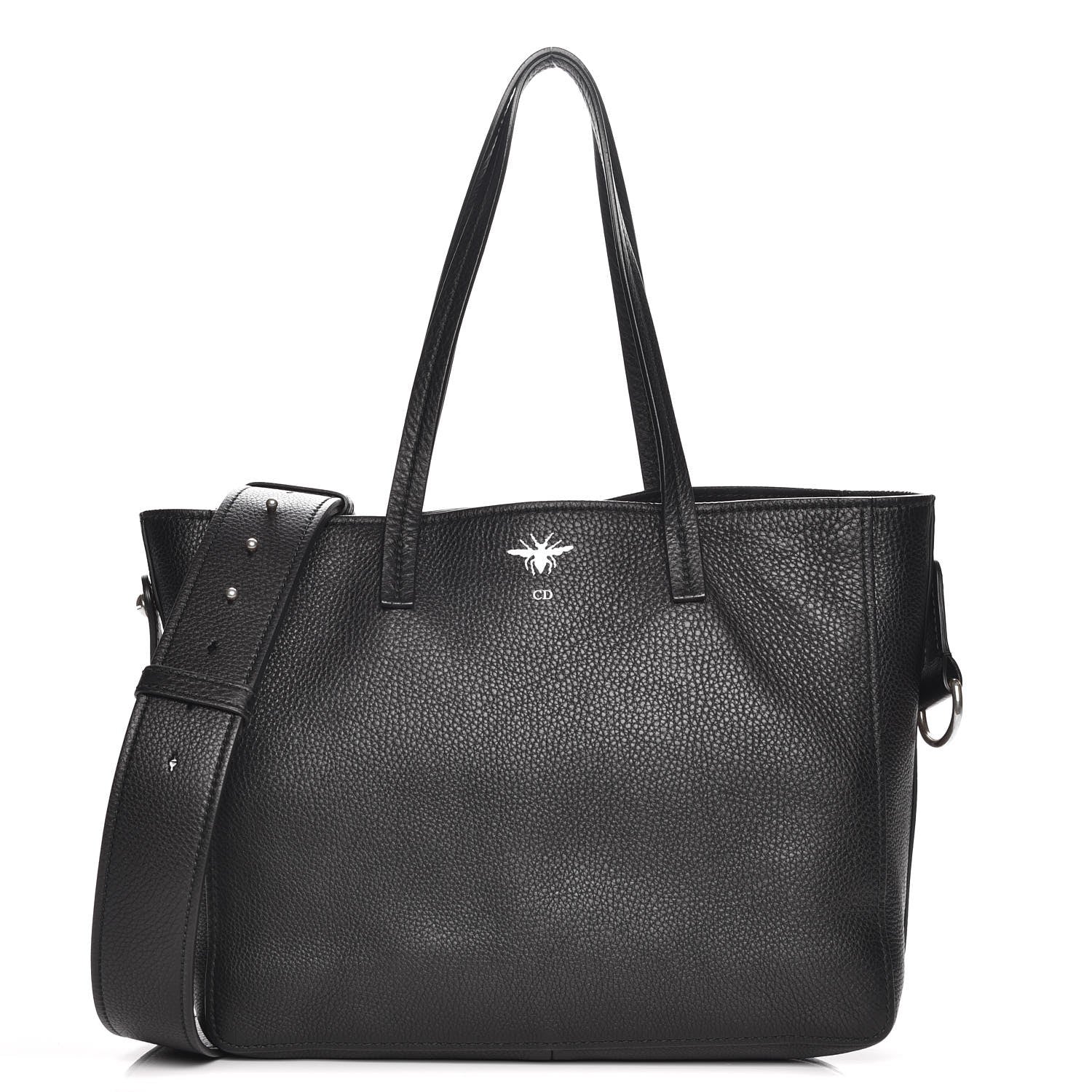 Christian Dior Grained Calfskin D-Bee Shopper Black 1 of 10