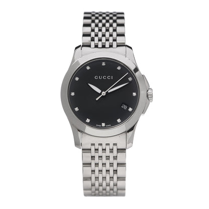 Gucci Stainless Steel Diamond 28mm G-Timeless Quartz Watch Black 1 of 7