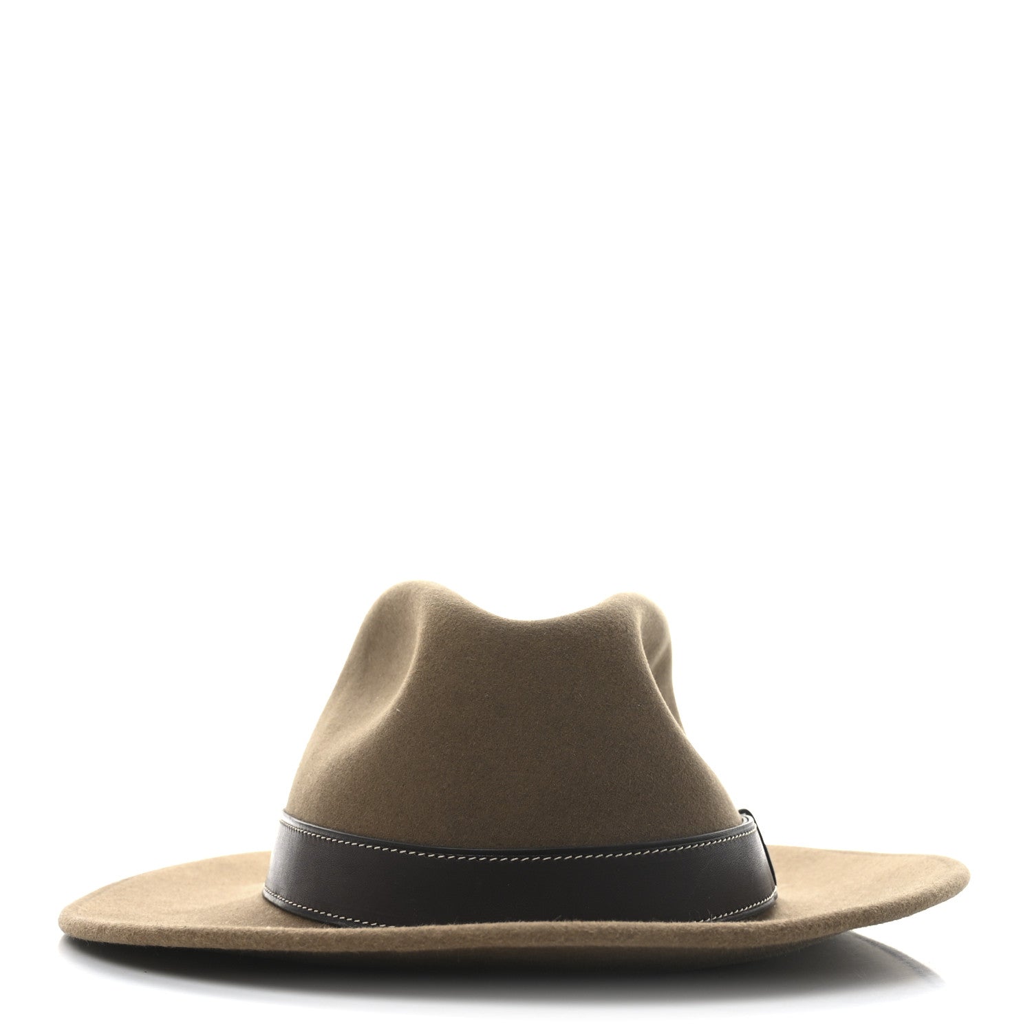 Hermes Felt Calfskin Fedora Hat 57 Brown 6 of 9