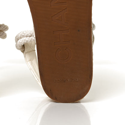 Chanel Cord Lambskin Quilted Logo Sandals 38 White 10 of 10