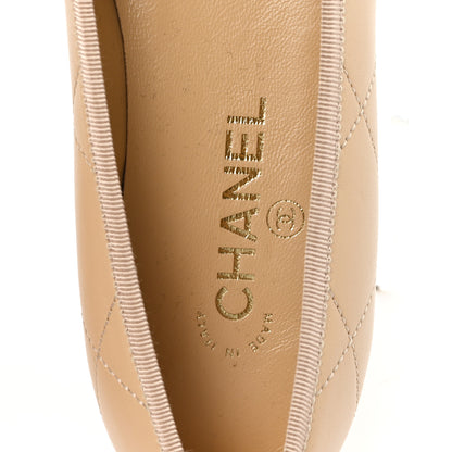 Chanel Lambskin Quilted CC Cambon Ballet Flats 39.5 Beige Black 8 of 10