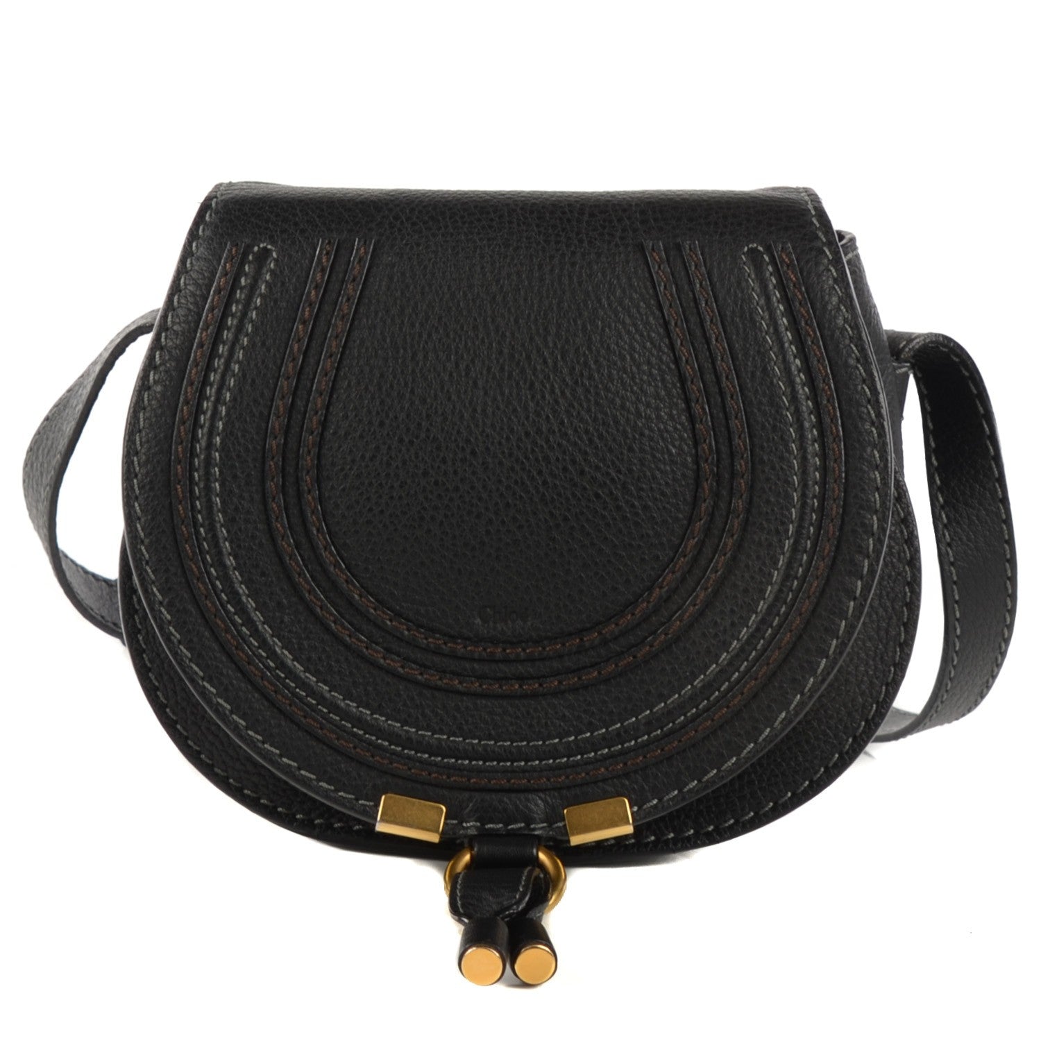 Chloe Calfskin Mini Marcie Round Crossbody Bag Black 1 of 9