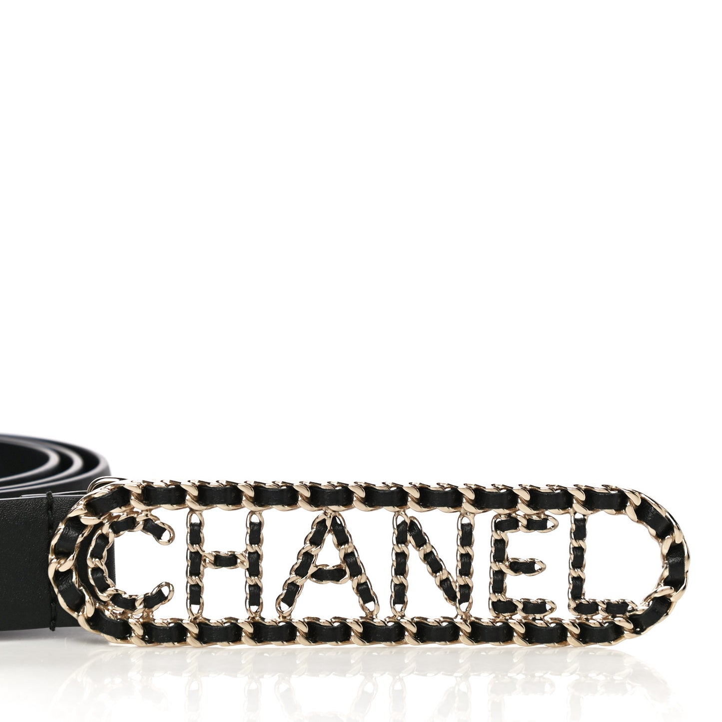 Lambskin Chain Logo Belt 90 36 Black
