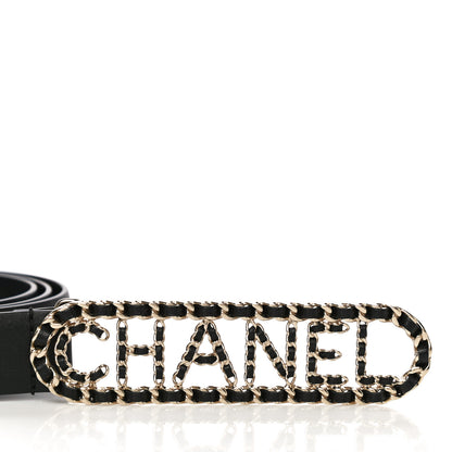 Chanel Lambskin Chain Logo Belt 90 36 Black 9 of 9