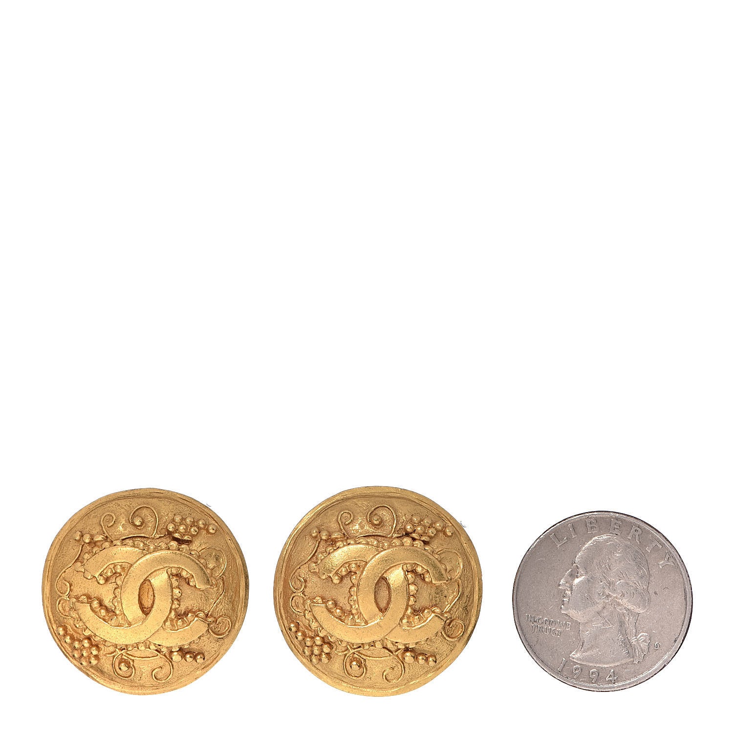 Chanel CC Button Clip On Earrings Gold 2 of 4