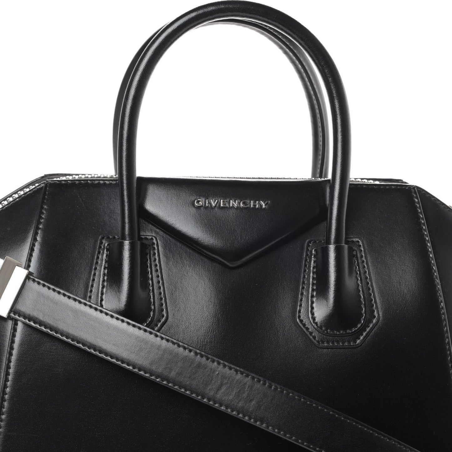 Shiny Lord Calfskin Small Antigona Black