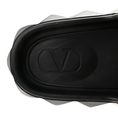 Valentino Garavani Rubber Roman Stud Turtle Slide Sandals 36 Black 8 of 8