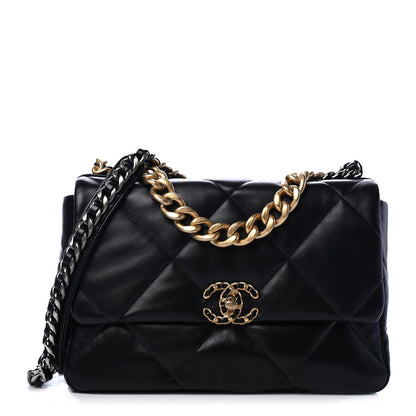 Chanel Goatskin Quilted Large Chanel 19 Flap Black 1 of 4