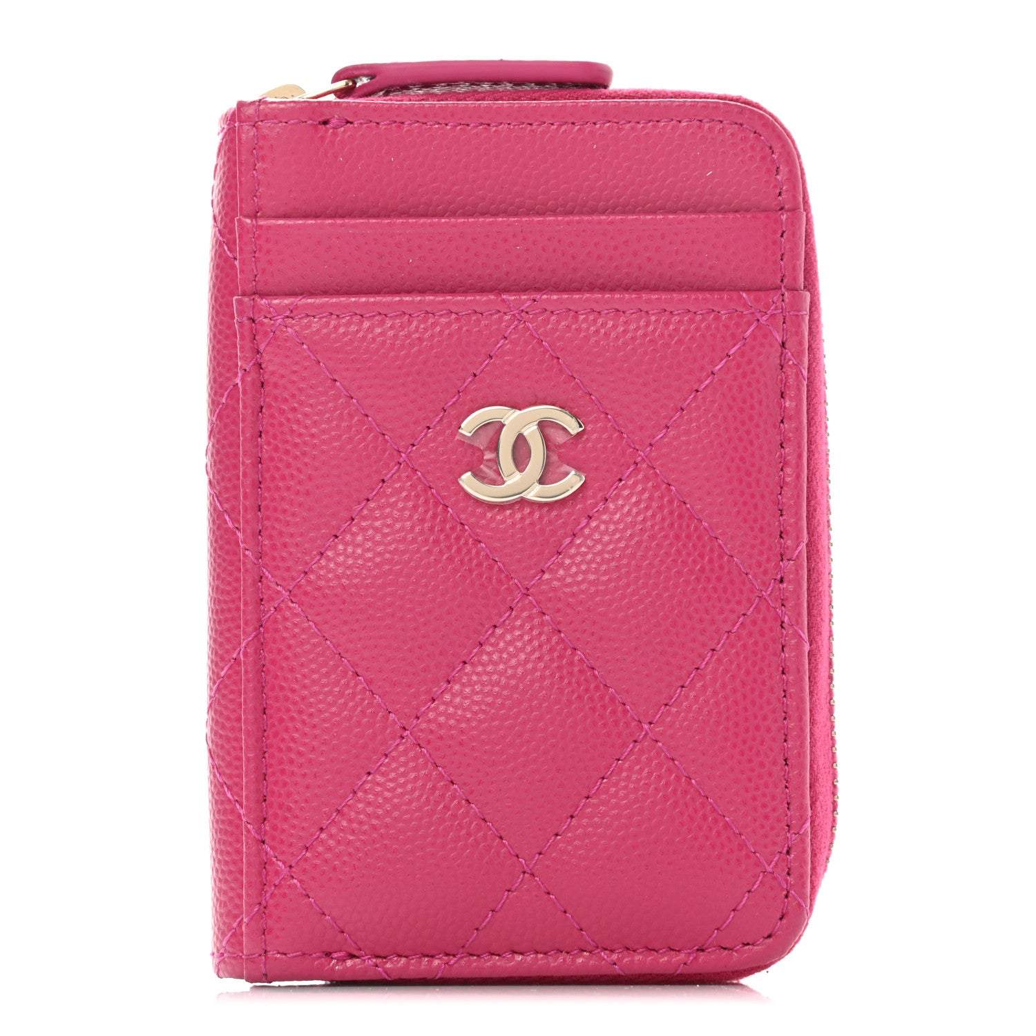 Chanel Caviar Quilted Zip Card Holder Fuchsia 1 of 8