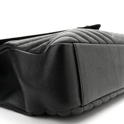 Saint Laurent Sheepskin Matelasse Chevron Monogram Monochrome Large College Satchel Black 9 of 11