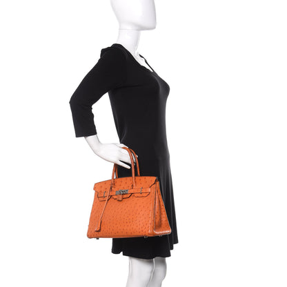 Hermes Ostrich Birkin 30 Orange 2 of 41