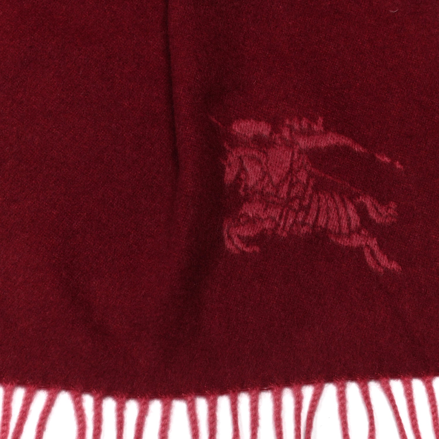 Burberry Cashmere Embroidered Fringe Scarf Red 4 of 5